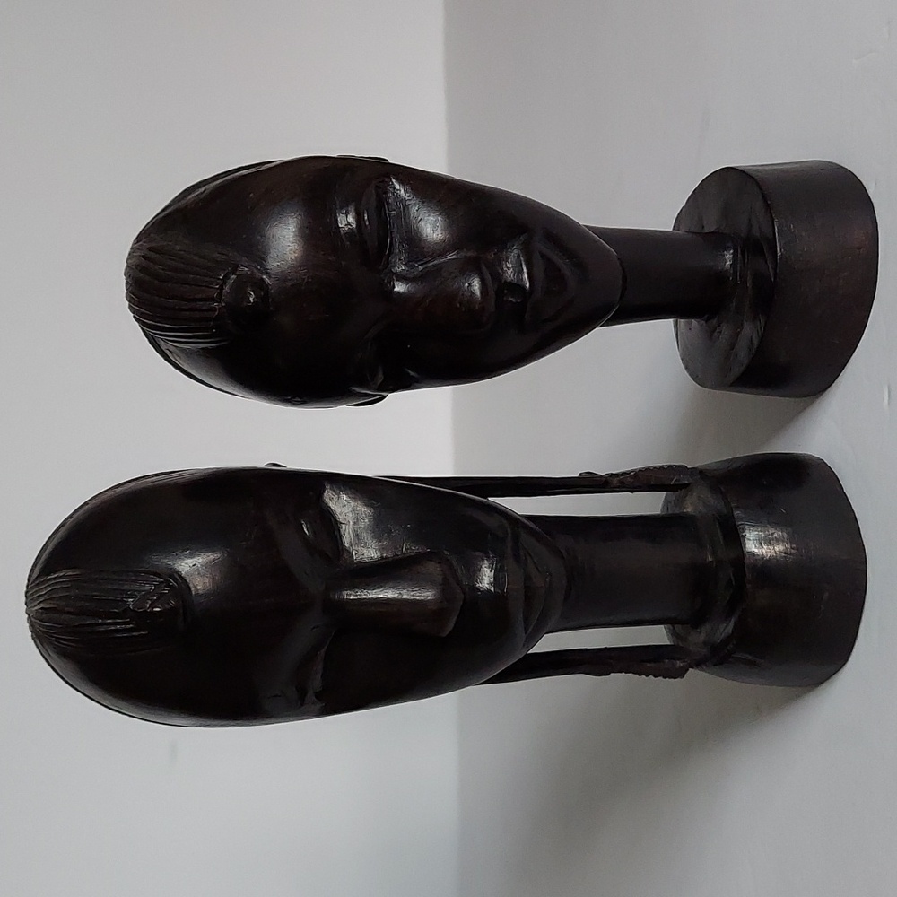 Pair of Vintage Hand Carved Wood African Art Pieces